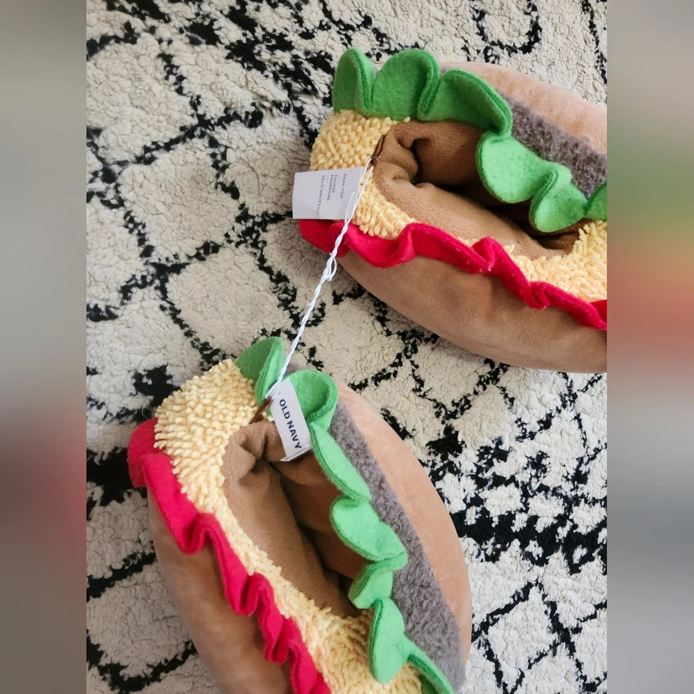 Fun Plush Hamburger Hot Dog Slippers Boys 5y - 6y